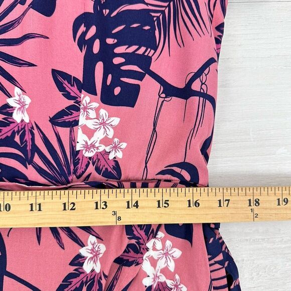ModCloth x Collectif Maxi Dress 14 Pink Thelma Tropicool V Neck Tie Waist NWT - Picture 14 of 16